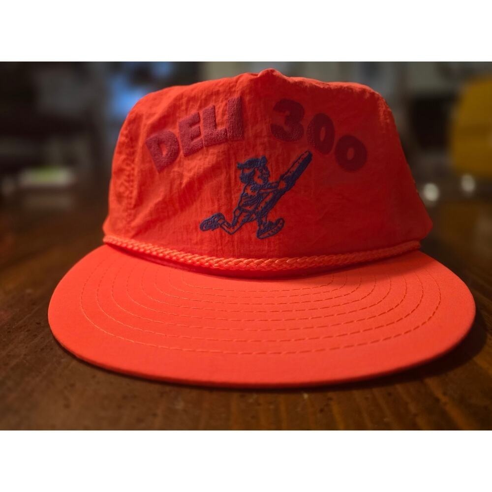 VTG Neon Orange Deli 300 (Closed Las Vegas Deli) Rope Strap Back Nissan Hat NOS